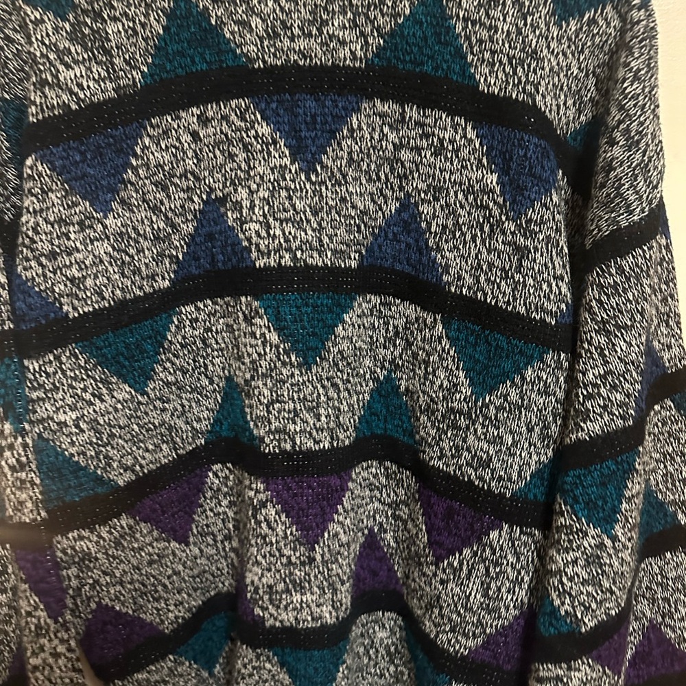 Chevron Pattern Sweater in Teal, Purple, and Black
